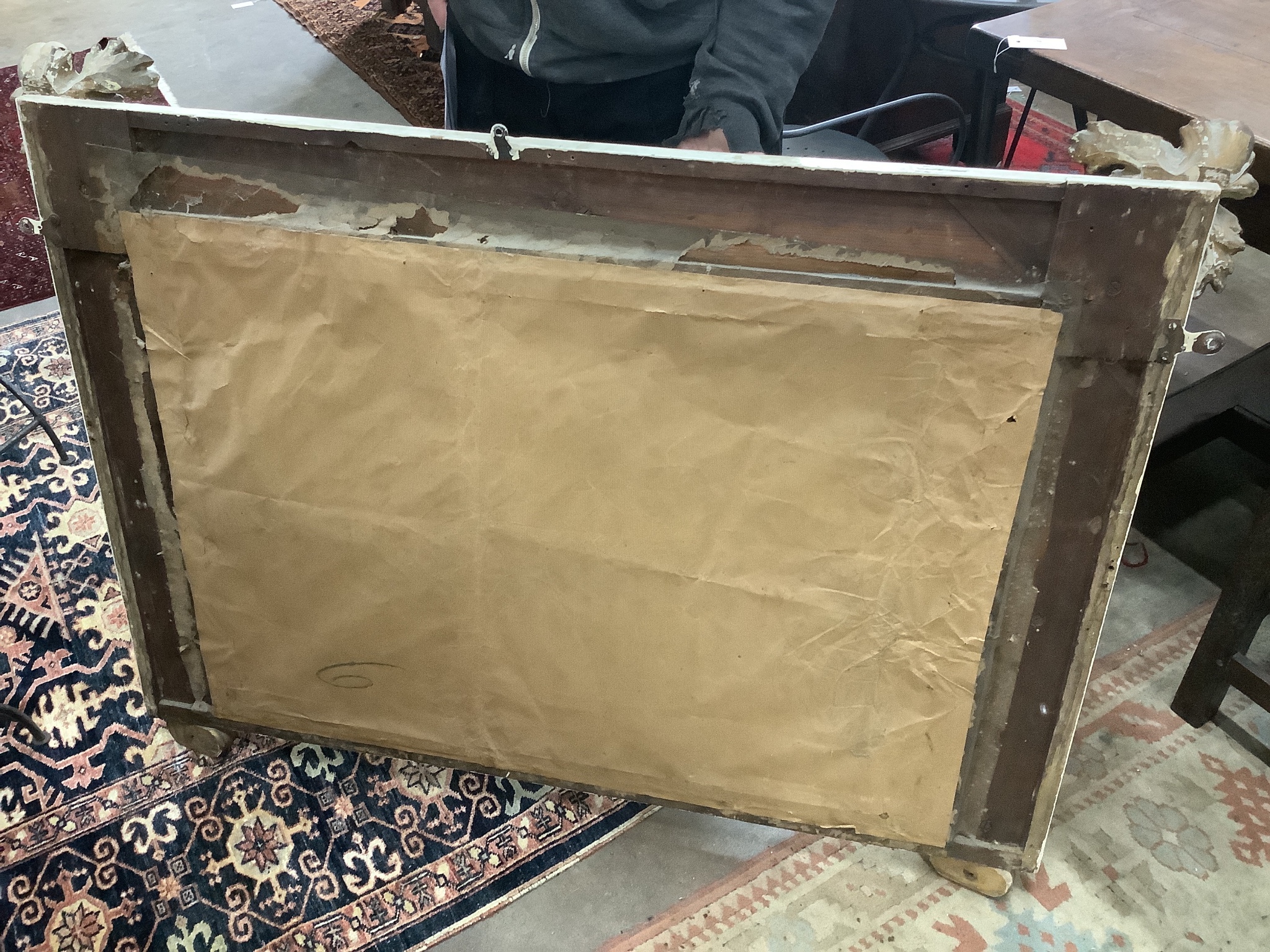 A Victorian carved giltwood and gesso overmantel mirror, width 122cm, height 91cm